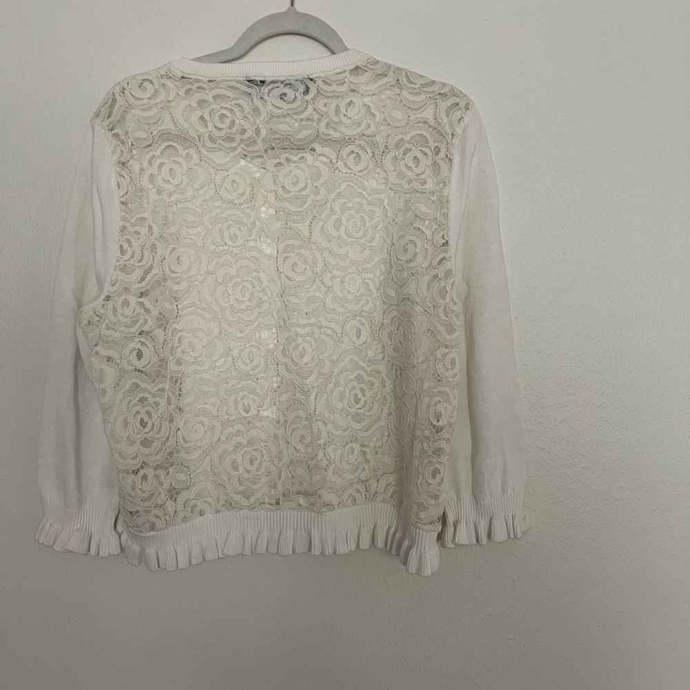 Karl Lagerfeld White Lace Back Sweater